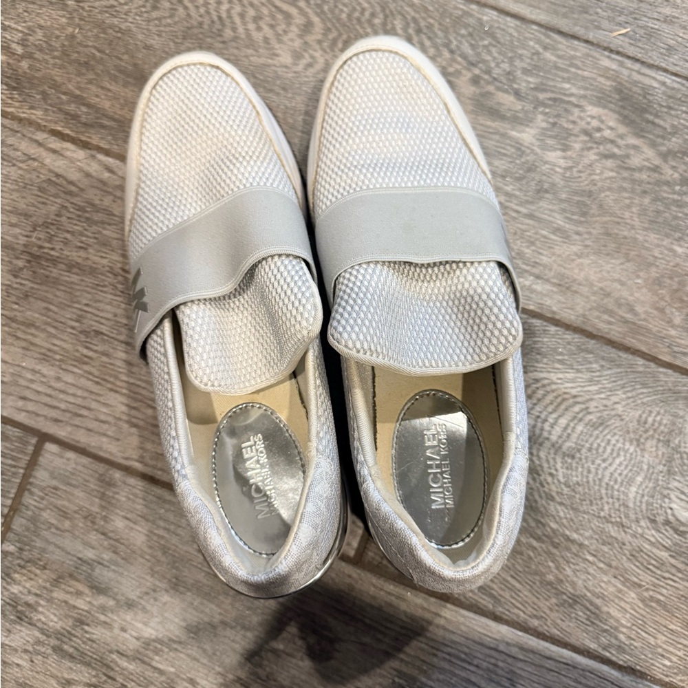 Michael Kors Metallic Silver Slip-On Sneakers